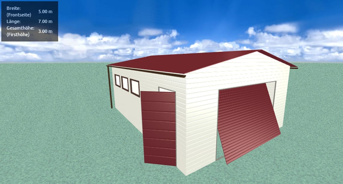 3D LIVE Konfigurator Gestalten Sie Ihre Garage und sehen, wie es aussehen wird.